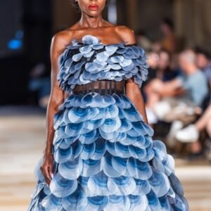 Ocean Ruffle Evening Dress