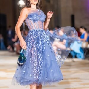 Blue Crystal Tulle Dress